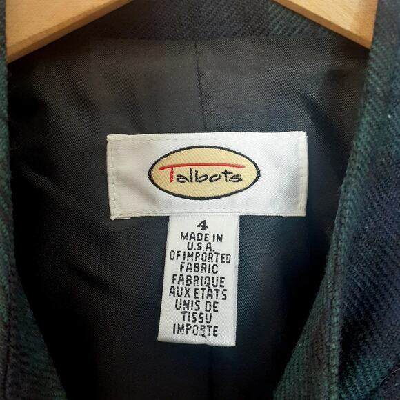 Ladies Talbots 2-Piece Wool Pant Suit Plaid Green & Black Size 4 Tailored Look - Picture 2 of 15